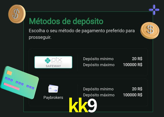 O cassino kk9 oferece uma grande variedade de métodos de pagamento